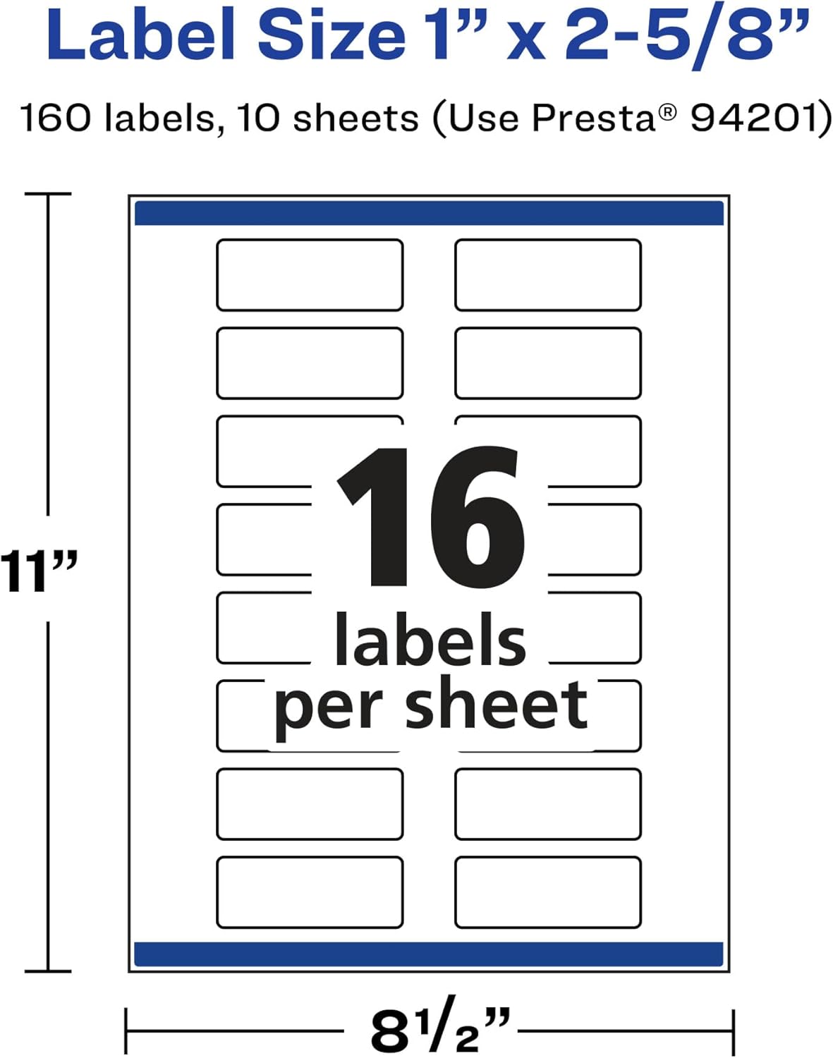 Avery Glossy Clear Rectangle Labels, Sure Feed Technology, 1 x 2-5/8 in