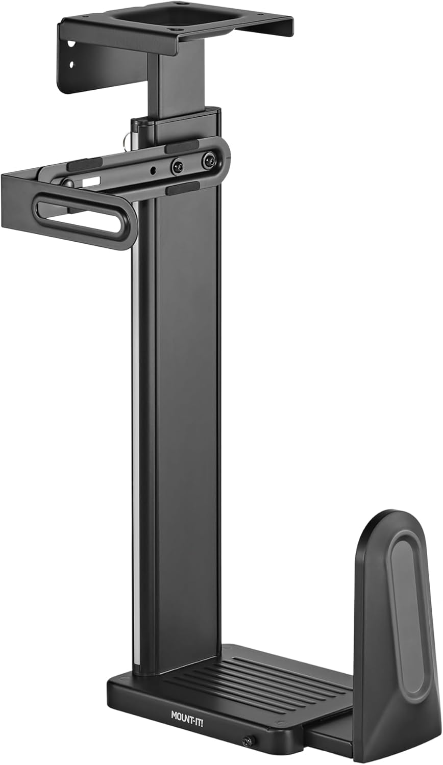 Mount-It! CPU Under Desk Mount Bracket, Height Adjustable Heavy Duty Computer Tower Wall Mount, 44 lbs Weight Capacity