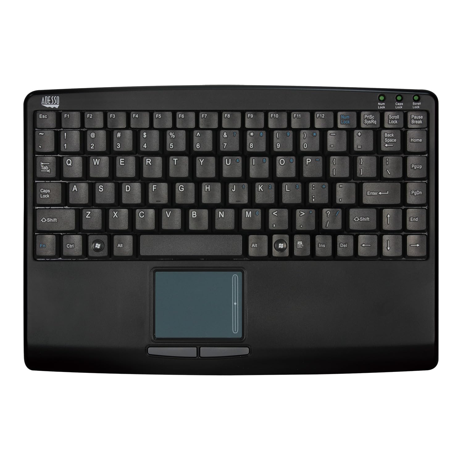 Adesso AKB-410UB SlimTouch Mini USB Keyboard With Built-In Touchpad, Black
