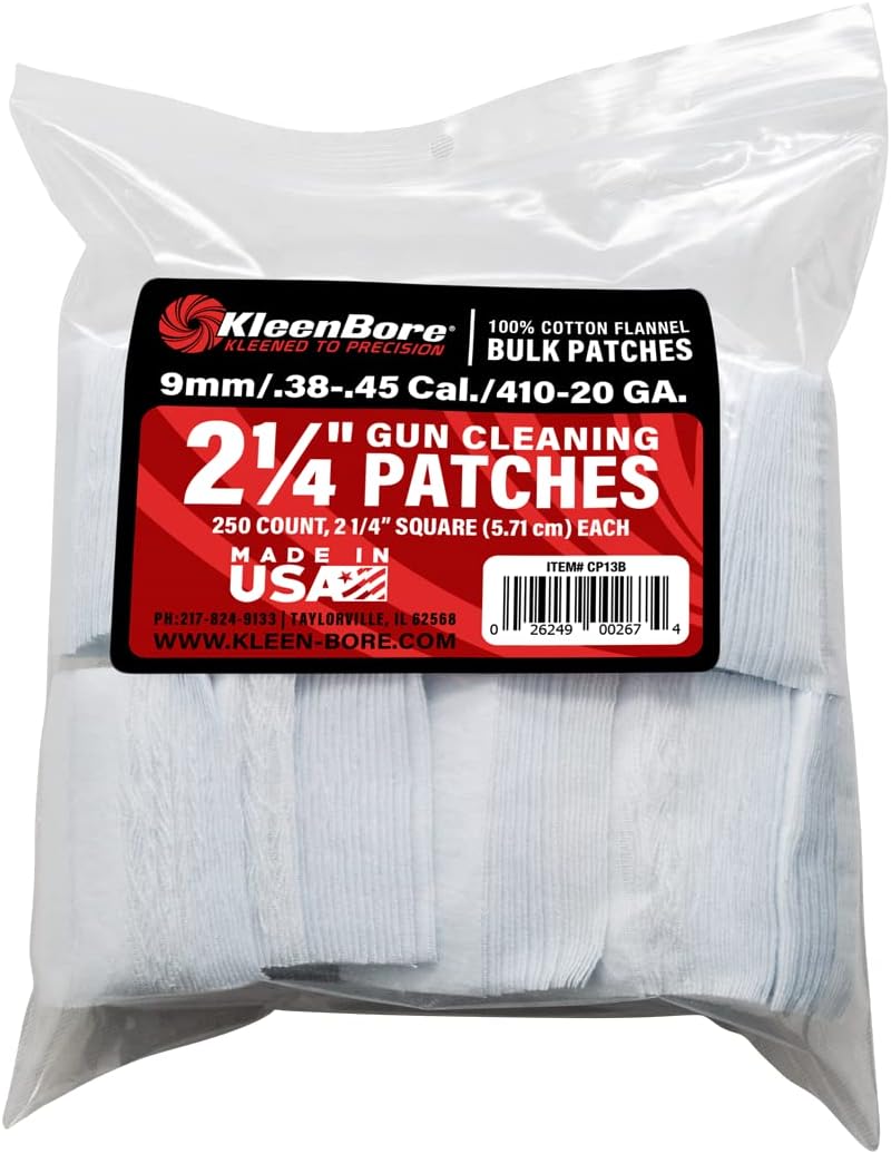 KleenBore 2-1/4” .38-.45 Cal. & .410-20 Gauge Cleaning Patches (250PK), White