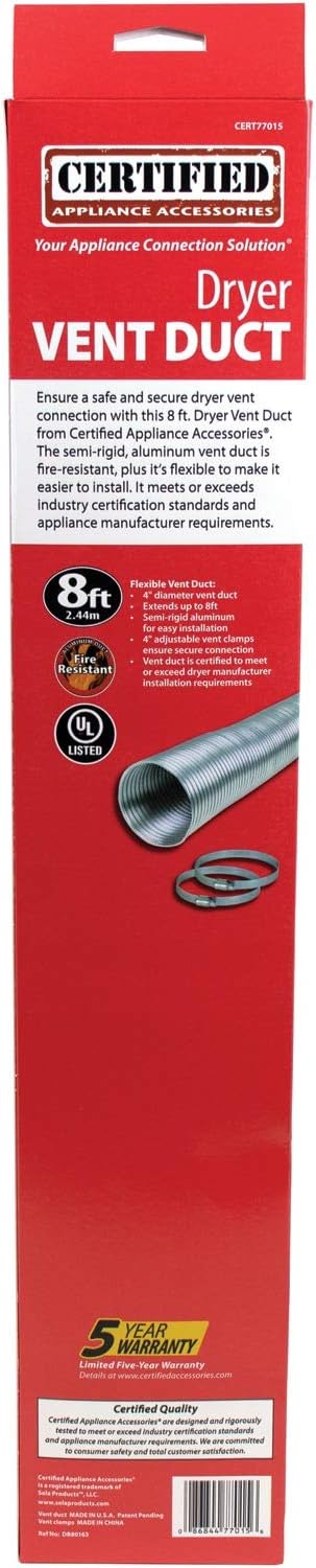Certified Appliance Accessories Semi-Rigid Aluminum Dryer Vent Duct