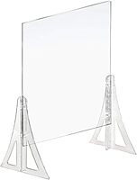 Azar Displays Protective Sneeze Guard for Counter and Desk - Portable Plexiglass Barrier (Pack of 2) - Acrylic Desk Shield Adjustable to Six Heights for Transaction Window. Plastic Shield for Desk
