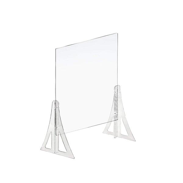 Azar Displays Protective Sneeze Guard for Counter and Desk - Portable Plexiglass Barrier (Pack of 2) - Acrylic Desk Shield Adjustable to Six Heights for Transaction Window. Plastic Shield for Desk