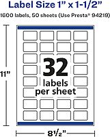Avery Glossy White Rectangle Labels, Sure Feed Technology, 1" x 1.5", Print-to-The-Edge, Permanent Adhesive, Laser/Inkjet Printable