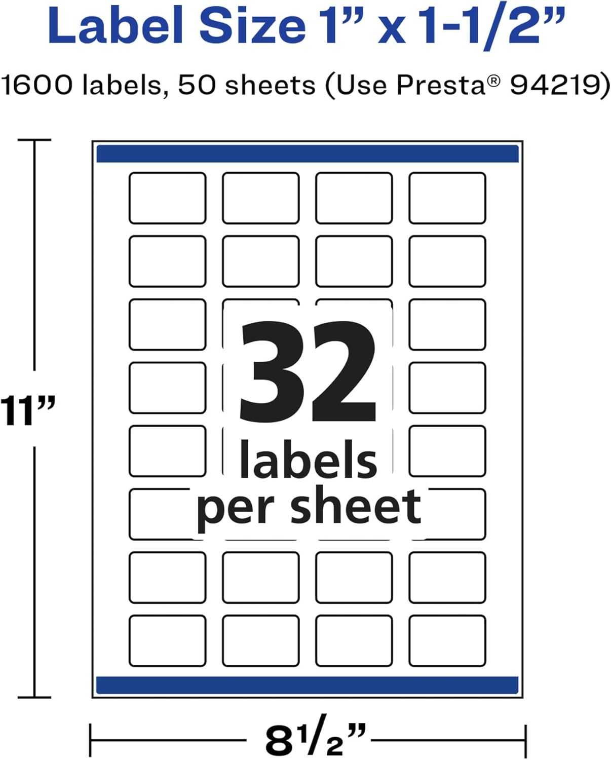 Avery Glossy White Rectangle Labels, Sure Feed Technology, 1" x 1.5", Print-to-The-Edge, Permanent Adhesive