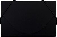 JAM PAPER Plastic Business Card Holder Case with Round Flap - Black Solid - Sold Individually