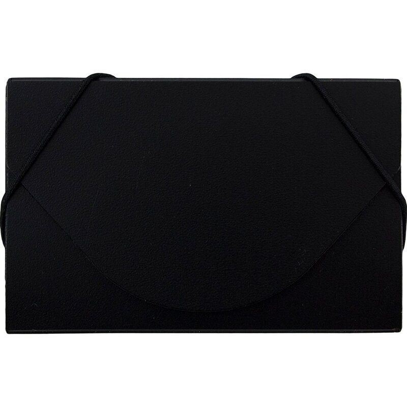 JAM PAPER Plastic Business Card Holder Case with Round Flap - Black Solid - Sold Individually