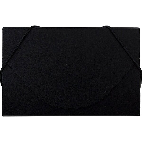 JAM PAPER Plastic Business Card Holder Case with Round Flap - Black Solid - Sold Individually