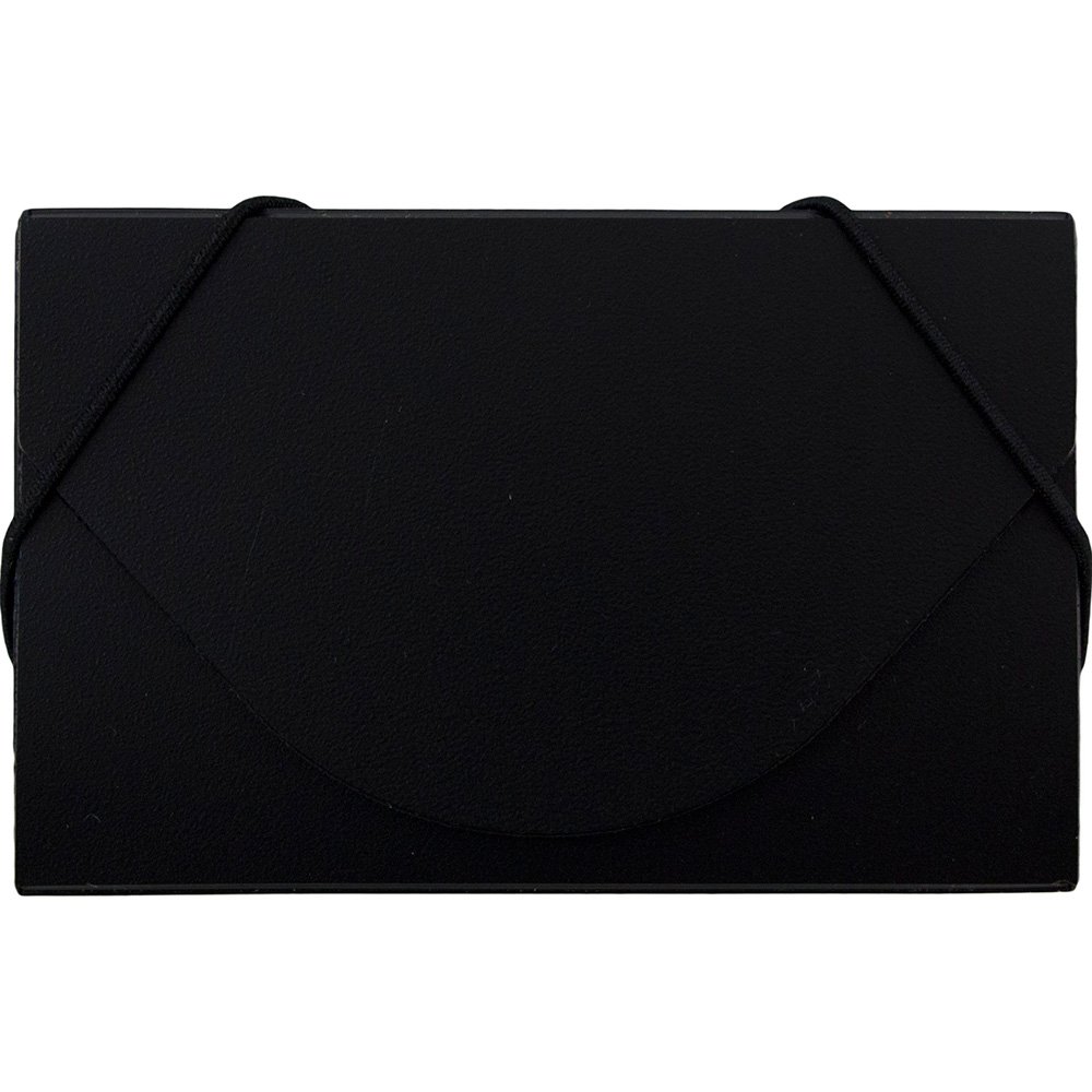 JAM PAPER Plastic Business Card Holder Case with Round Flap - Black Solid - Sold Individually