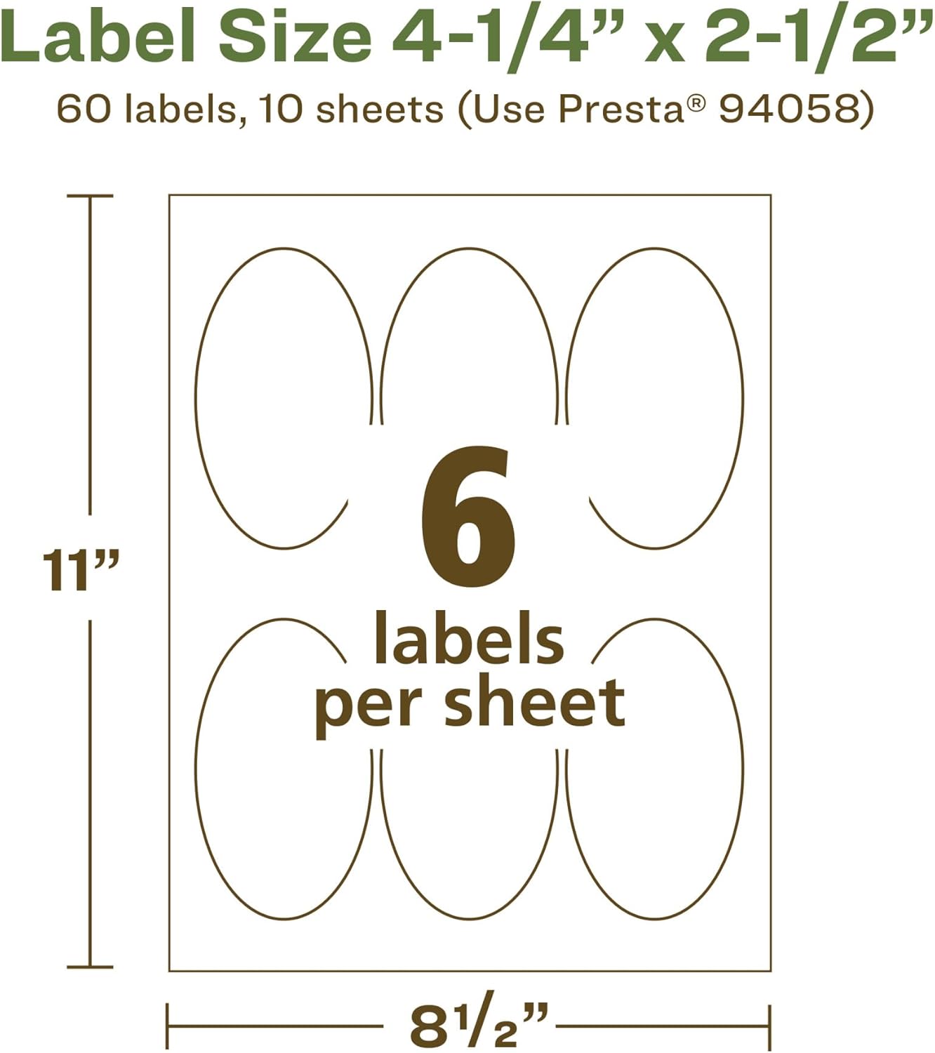 Avery EcoFriendly Matte White Recycled Oval Labels, 4.25" x 2.5", Matte White Labels, Permanent Adhesive