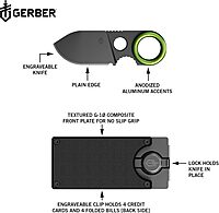 Gerber Gear GDC Money Clip with Pocket Knife - Fixed Blade Knife and Case - EDC Gear and Equipment - Stainless Steel