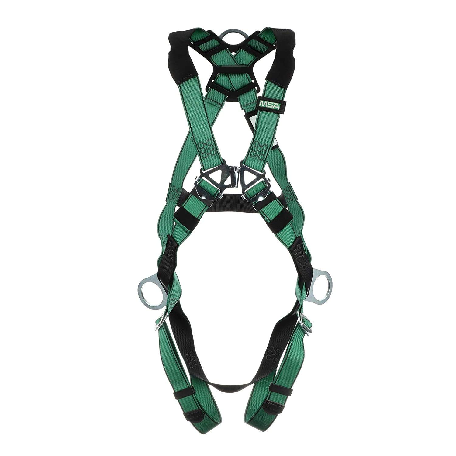 MSA 10197231 V-Form Full Body Safety Harness - Size: Extra Large, D-Ring Configuration: Back/Hip, Qwik Fit Leg Straps