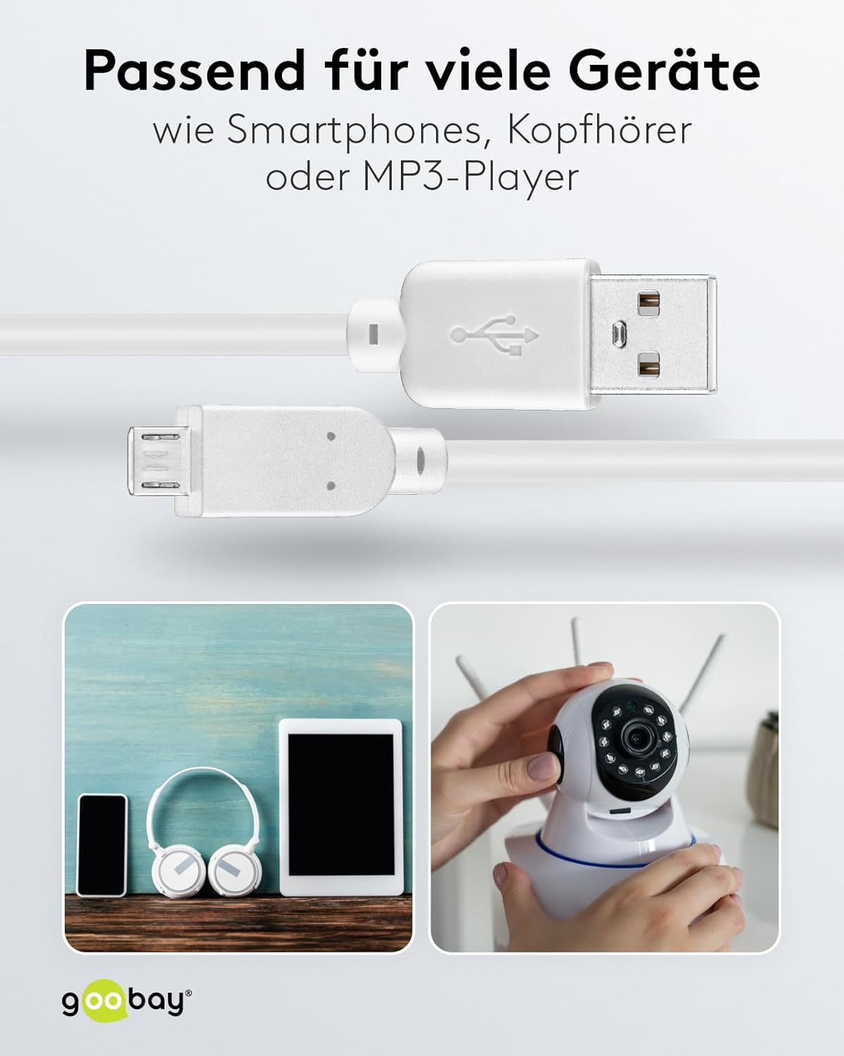MANHATTAN A-Male to Micro B-Male USB 2.0 Cable 3' (323987) USB-A to Micro-USB Cable 1m White