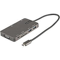 StarTech.com USB C Multiport Adapter - HDMI 4K 30Hz or VGA Travel Dock - 5Gbps USB 3.0 Hub (USB A / USB C Ports) - 100W Power Delivery - SD/Micro SD - GbE - 30cm Cable - USB C Mini Dock (DKT30CHVSDPD)