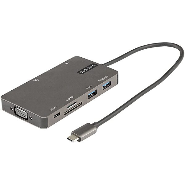 StarTech.com USB C Multiport Adapter - HDMI 4K 30Hz or VGA Travel Dock - 5Gbps USB 3.0 Hub (USB A / USB C Ports) - 100W Power Delivery - SD/Micro SD - GbE - 30cm Cable - USB C Mini Dock (DKT30CHVSDPD)
