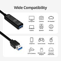 SIIG USB 3.0 Active Repeater Cable 33 Feet, USB Extension Cable for USB Flash Drive, Hard Drive, VR, Printer
