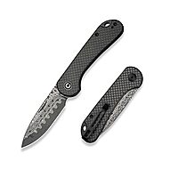 CIVIVI Elementum Slip Joint Pocket Knife for EDC, Folding Knife with 2.96" Damascus Blade Twill Carbon Fiber Handle C18062AJ-DS1