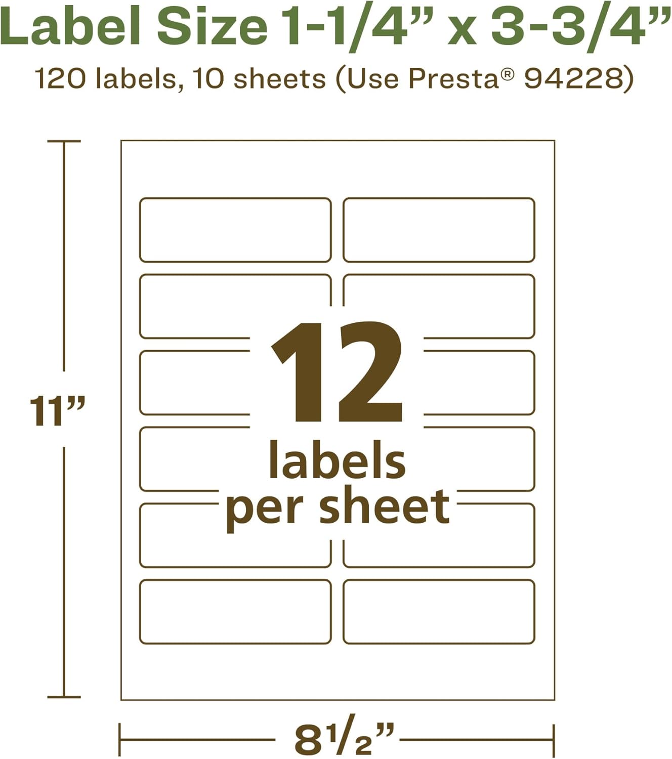 Avery EcoFriendly Matte White Recycled Rectangle Labels, 1.25" x 3.75", Print-to-The-Edge, Permanent Adhesive
