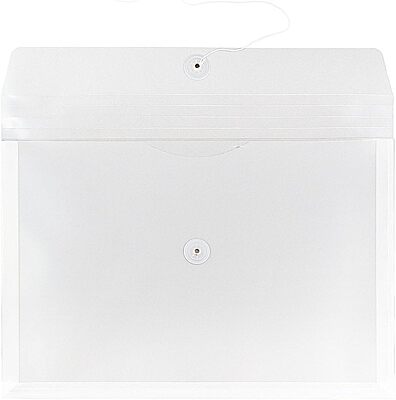 JAM PAPER Plastic Envelopes with Button & String Tie Closure - 12 Pack