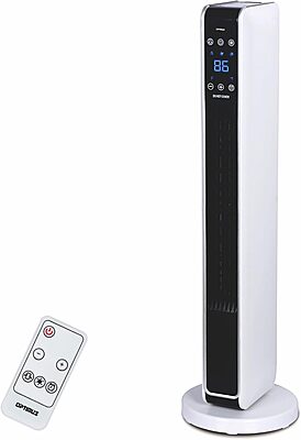 Optimus H-7329 1500W Oscillating Tower Heater with Digital Temp Control & Remote, 30 in