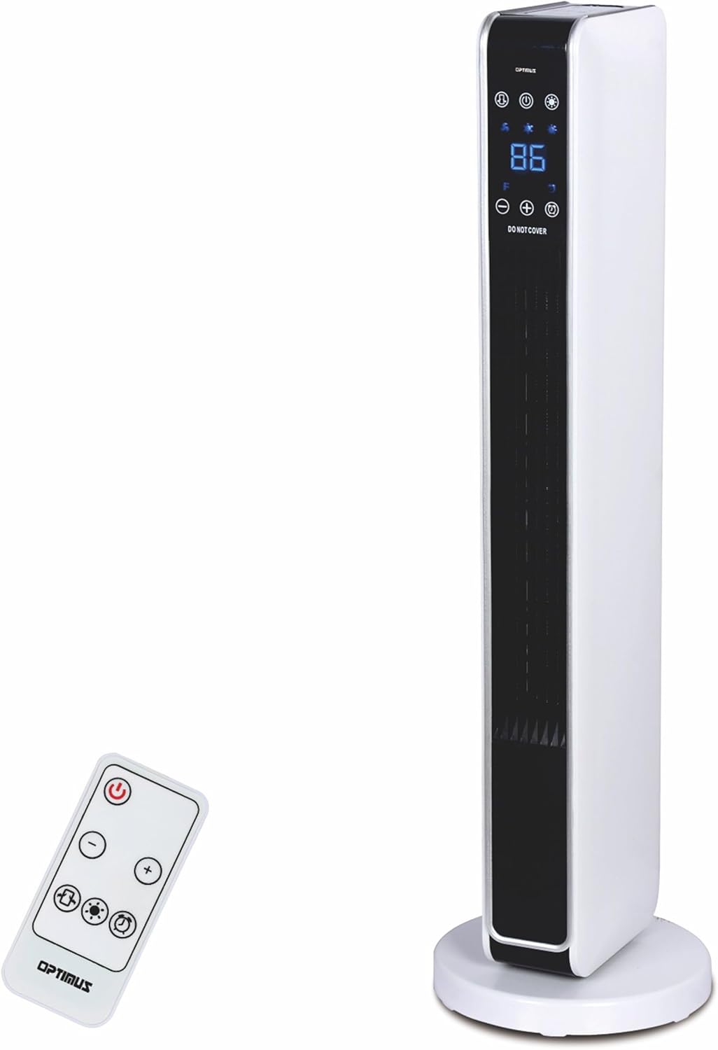 Optimus H-7329 1500W Oscillating Tower Heater with Digital Temp Control & Remote, 30 in
