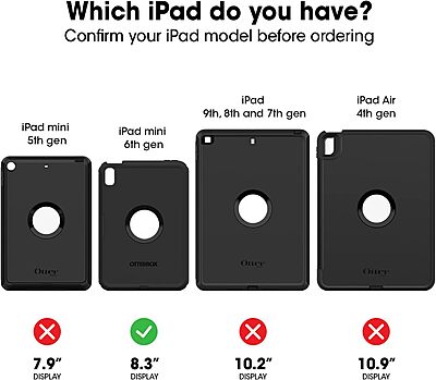 OtterBox Defender Series Case for iPad mini (A17) and iPad mini (6th gen) - Ideal for Business Customers - BLACK, Rugged