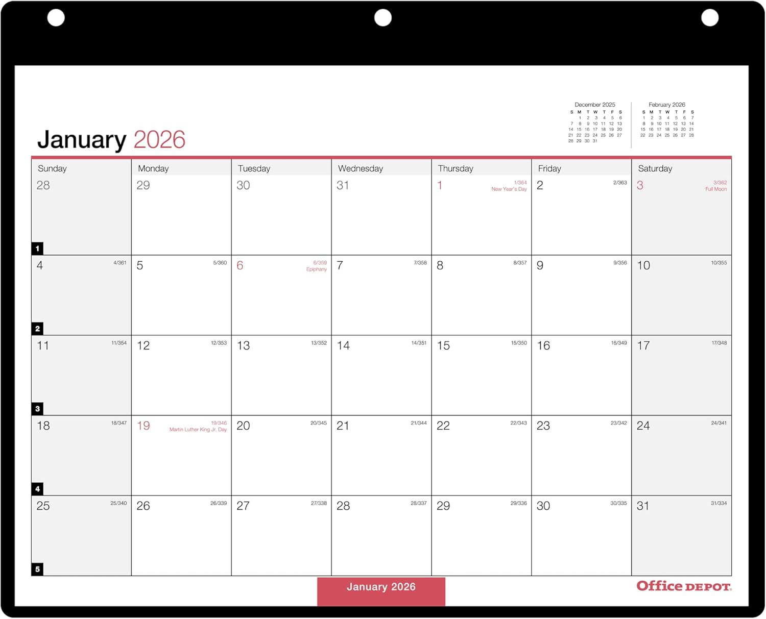 Office Depot Brand Monthly Desk Wall Calendar, 11" x 8", White, January 2026 to December 2026, OD20120026