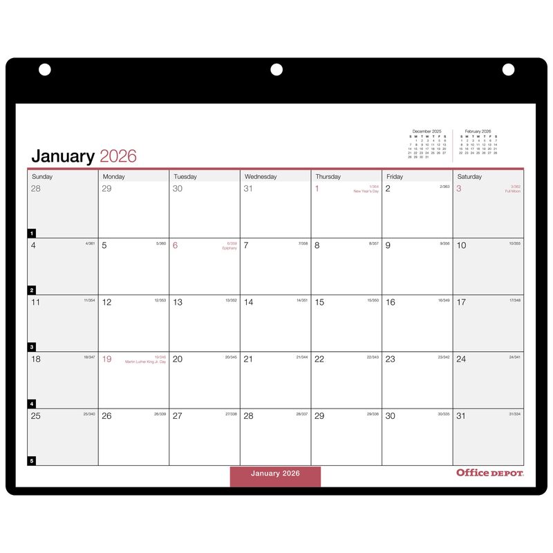 Office Depot Brand Monthly Desk Wall Calendar, 11" x 8", White, January 2026 to December 2026, OD20120026