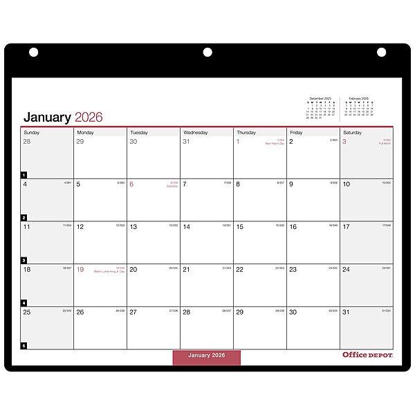 Office Depot Brand Monthly Desk Wall Calendar, 11" x 8", White, January 2026 to December 2026, OD20120026