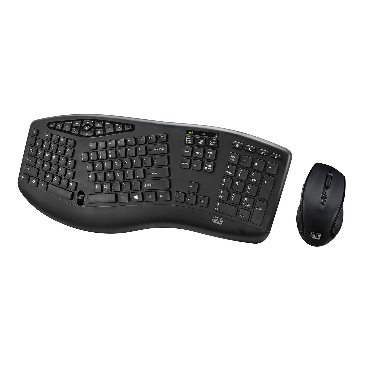 WKB-1600CB TruForm Media Wireless Ergonomic Keyboard & Optical Mouse Combo with 2.4 GHz RF, Split Design