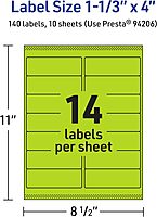AVERY Printable Rectangle Labels, Sure Feed Technology, 1-1/3" x 4", Bright Green, Laser/Inkjet Printable