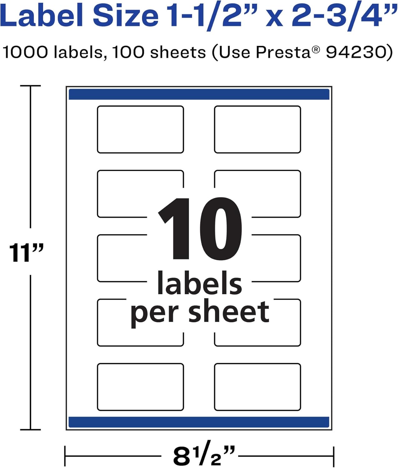 Avery Matte White Rectangle Labels, Sure Feed Technology, 1.5" x 2.75"