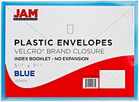 JAM PAPER Plastic Booklet Envelopes with Hook & Loop Closure - Pack of 12