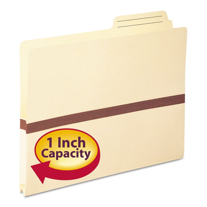 Smead 75487 1-Inch Exp File Pocket 2/5 Tab Letter Manila