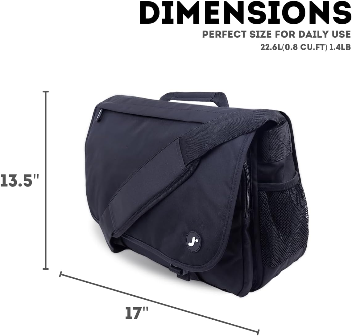 J World New York Thomas Laptop Messenger Bag for Women & Men. Kids Computer Bookbag Black