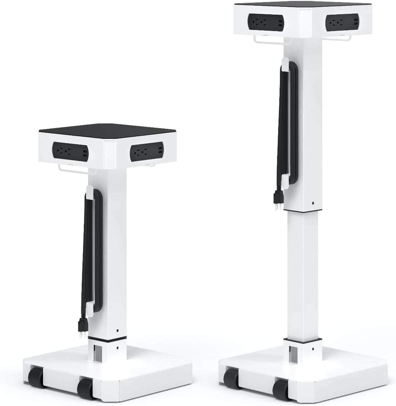 Luxor LuxPower Mobile AC and USB Charging Tower with 8 USB Charging Ports, 8 AC Outlets - White, 14" W x 14" D x 40" H