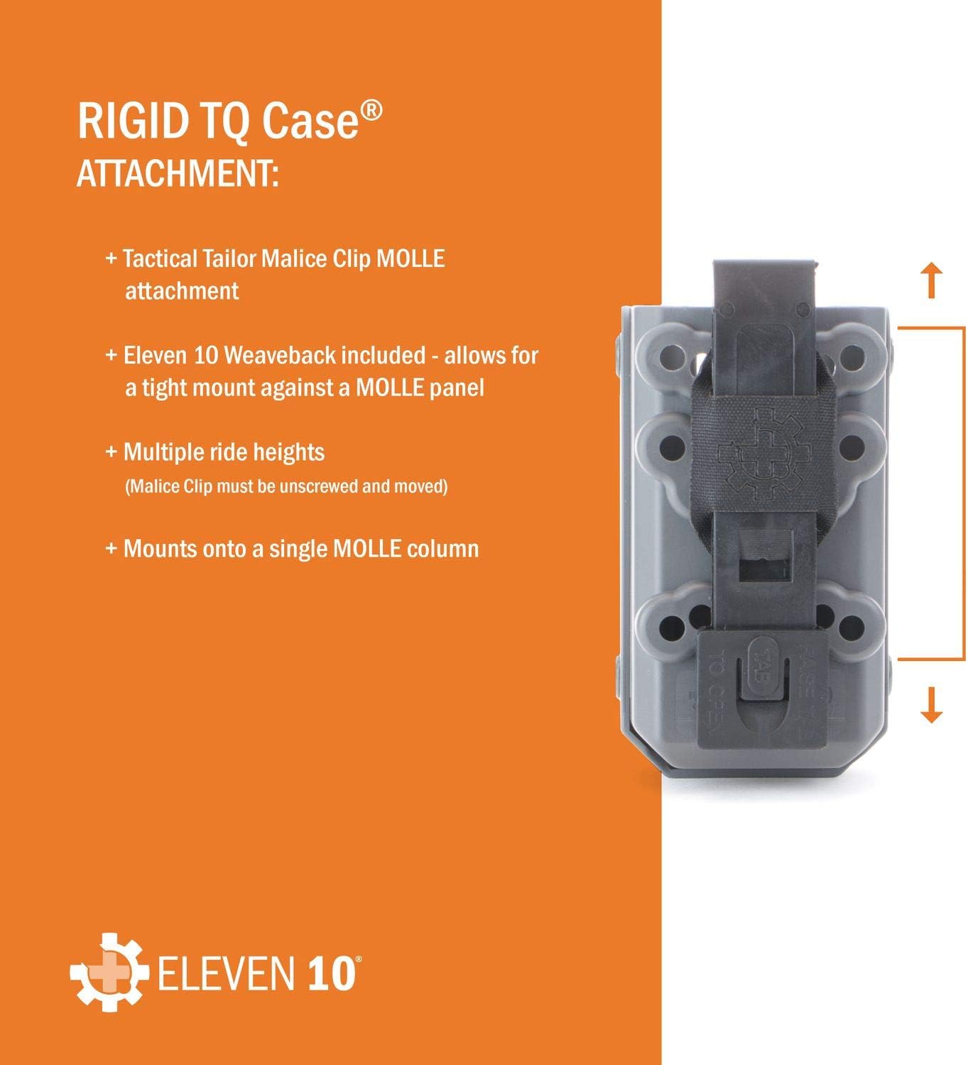Eleven 10 Slick Front Rigid TQ Case for SOF-TT Tourniquet, Black, MOLLE Attachment