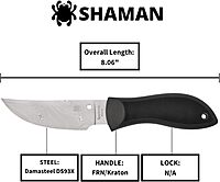 Spyderco Moran Upswept Gray Fixed Blade Knife - Damasteel DS93X with FRN/Kraton Handle, PlainEdge - FB01PGYD