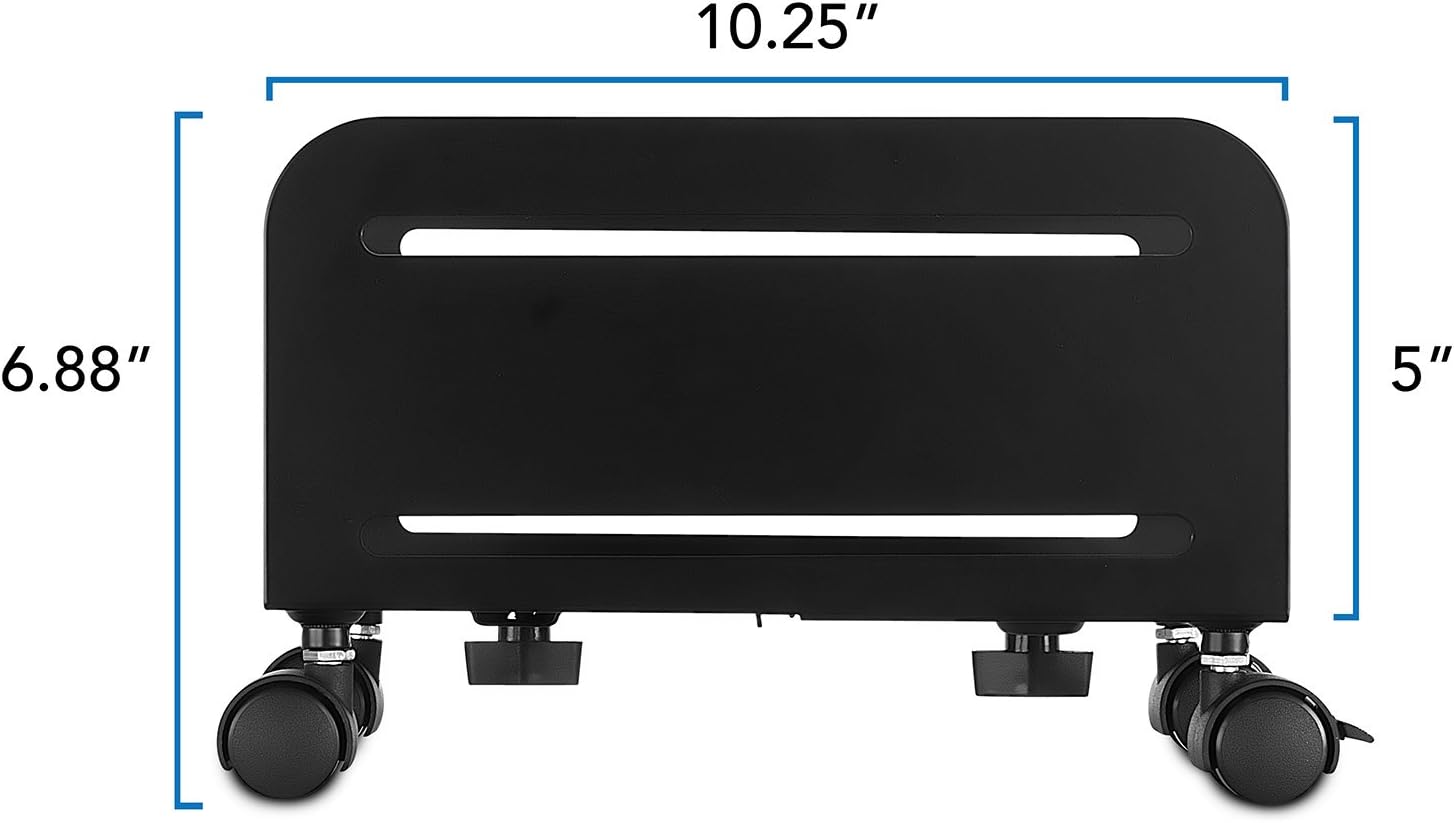 Mount-It! Computer Tower Stand, Adjustable Mobile CPU Stand with Wheels, Heavy-Duty Steel Rolling Cart, Fits Most PC Towers