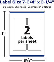 AVERY Matte White Rectangle Labels, Sure Feed Technology, 7.75" x 3.25"