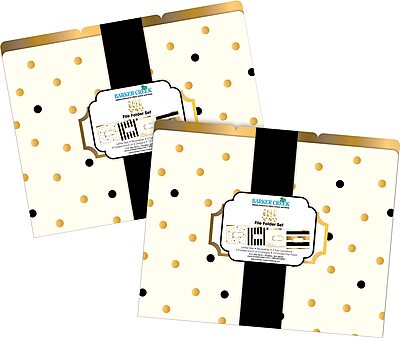 BARKER CREEK Designer File Folders Set of 24, Gold, Multi-Design Set with Gold Designs on Outside, Gold Tabs and Cream on Inside, Letter-Size File Folders, 1/3 Cut Tabs, 24 Folders in Set (3960)
