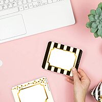 Barker Creek Name Badges & Self-Adhesive Labels, Gold, Multi-Purpose Name Tags, Gift Tags, Labels, and More! 3.5" x 2.75", 45 per Pkg (1532)