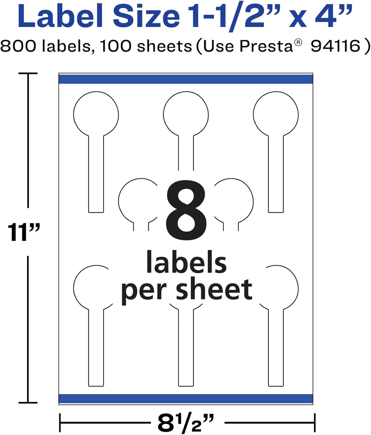 Avery Matte White Lollipop Labels, Sure Feed Technology, 1.5" x 4", 800 White Labels, Print-to-The-Edge, Permanent Adhesive