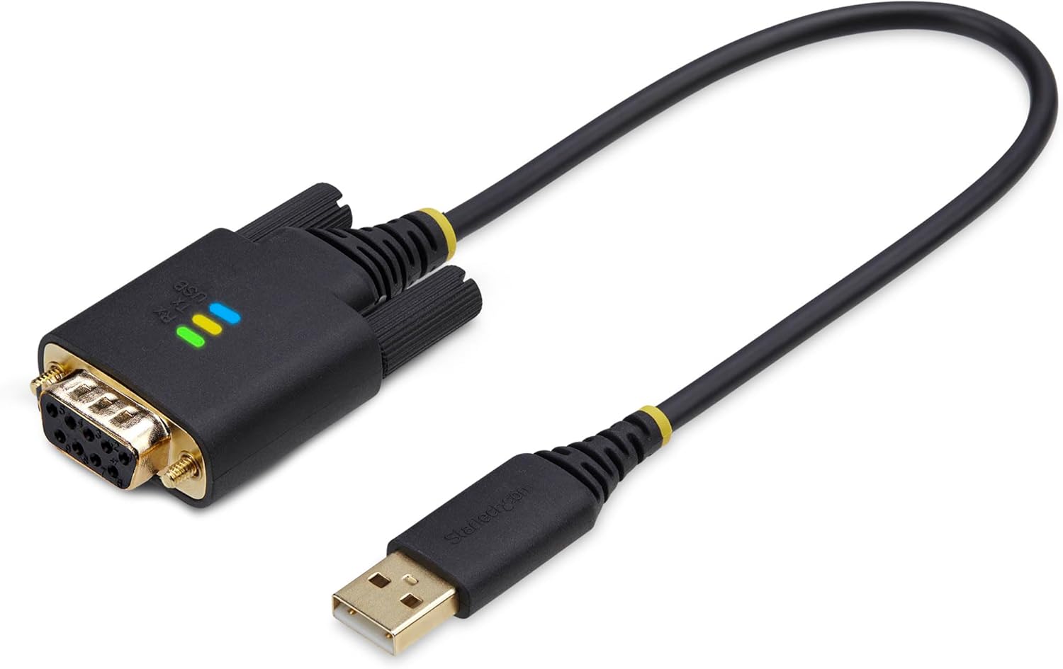 StarTech.com 1ft/30cm USB to Serial Adapter Cable, COM Retention, FTDI, USB-A to DB9 RS232, Interchangeable DB9 Nuts/Screws