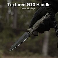 CIVIVI Perfrico Fixed Blade Knife 4.49" Single-edge 14C28N Full Tang Textured G10 Handle with Kydex Sheath, T-clip and Lanyard