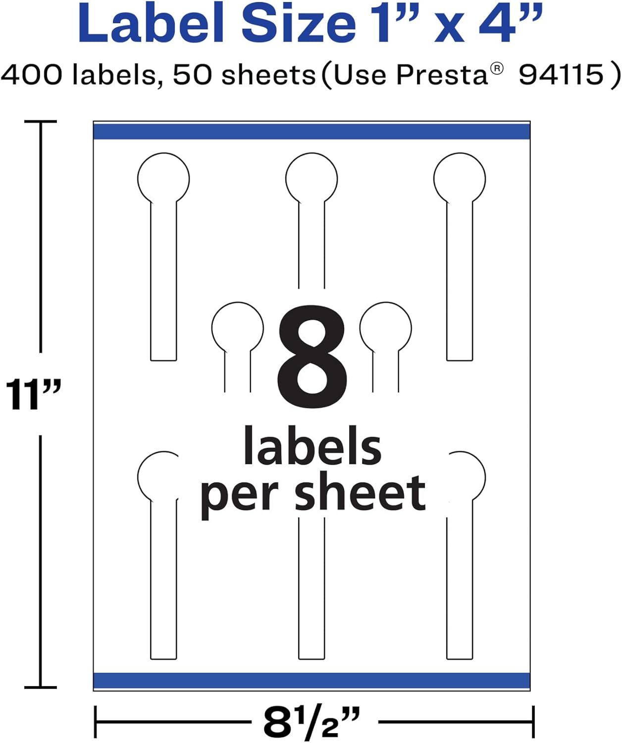 Avery Matte White Lollipop Labels, Sure Feed Technology, 1" x 4", Print-to-The-Edge, Permanent Adhesive