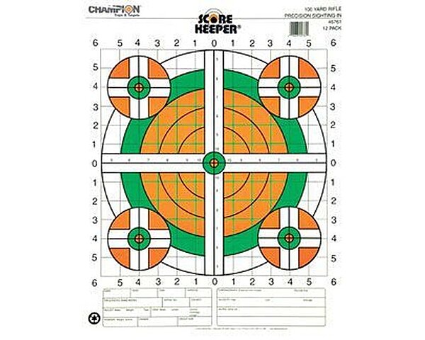Champion Range and Target Score Keeper Fluorescent Orange Bull 100-yard Sight-in Rifle Target (Pack of 12) (45726)