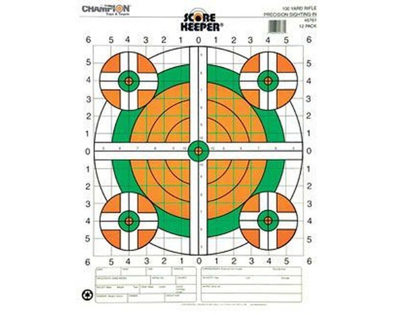 Champion Range and Target Score Keeper Fluorescent Orange Bull 100-yard Sight-in Rifle Target (Pack of 12) (45726)