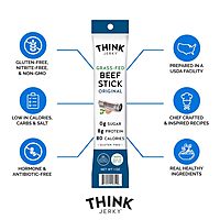 Think Jerky Original Beef Sticks, Gluten and Sugar Free, No Nitrates, Keto Paleo Friendly High Protein Low Carb Meat Snack - 1.0 oz Sticks, 20 Pack Original Grass-Fed Beef 1 Ounce (Pack of 20)
