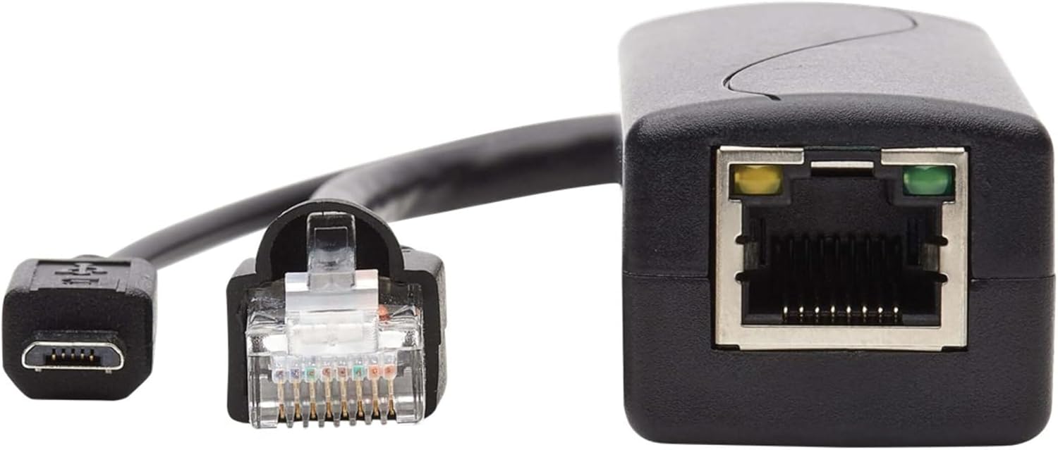 Tripp Lite PoE to USB Micro-B and RJ45 Active Splitter 48V to 5V 1A 100M (NPOE-SPL-G-5VMU)